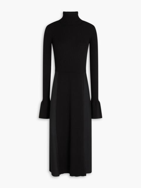 JOSEPH Duperre crepe and ribbed-knit turtleneck midi dress