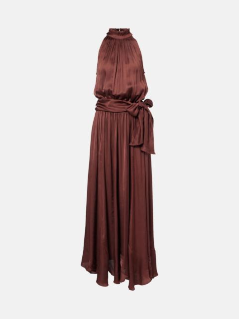 Poupette St Barth Nina halterneck satin maxi dress