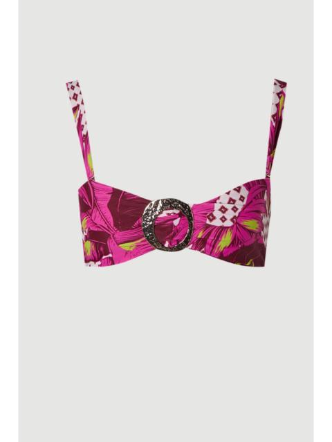 KAREN MILLEN Tropical Bandeau Metal Trim Detail Bikini Top