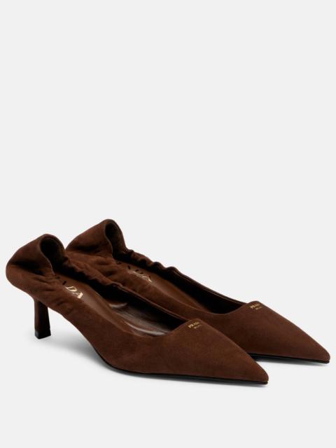 Prada 55 logo suede pumps