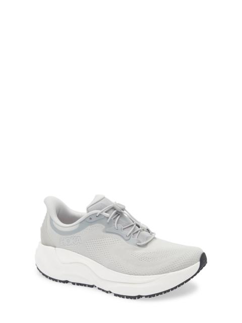 HOKA HOKA Arahi Waterproof Running Sneaker in Stellar Grey /White at Nordstrom