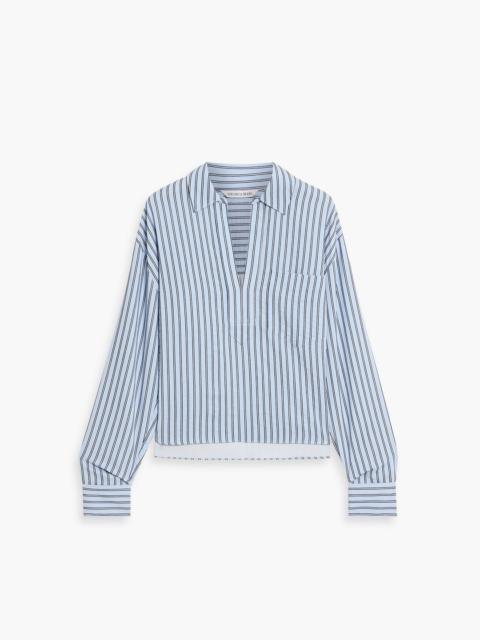 VERONICA BEARD Khai embroidered striped Oxford top