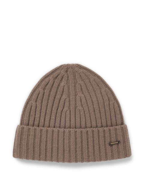 BOSS CASHMERE BEANIE HAT WITH RIBBING