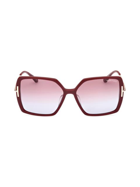 TOM FORD Joanna 59mm Gradient Polarized Butterfly Sunglasses in Shiny Bordeaux /Rose at Nordstrom