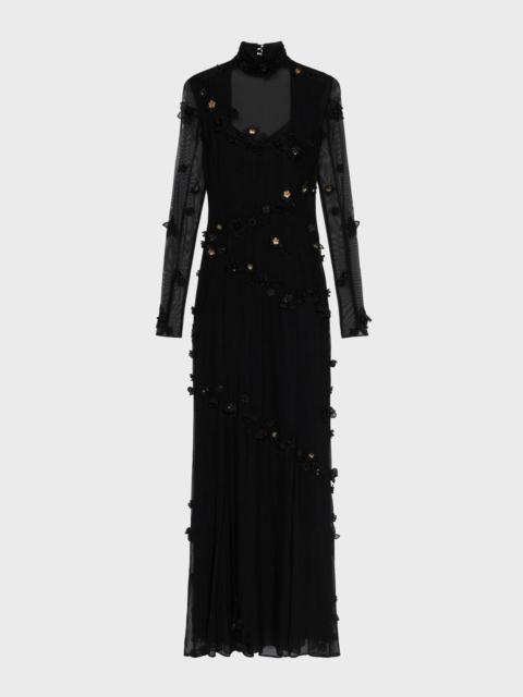 Blumarine LONG TULLE DRESS WITH EMBROIDERY
