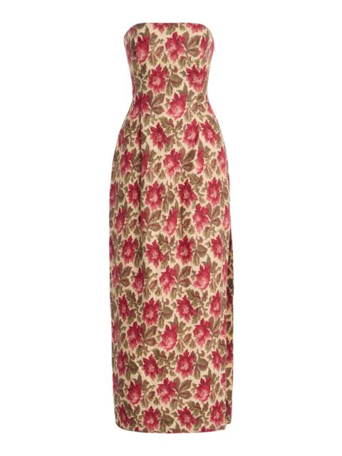 POSSE Rosalie Strapless Floral Linen Maxi Dress floral