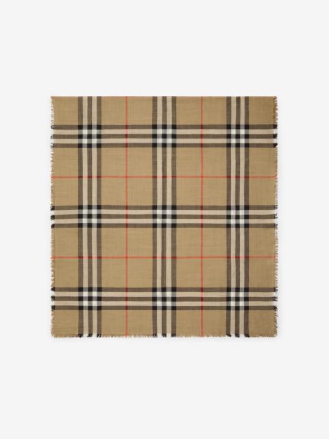 Burberry Reversible Check Wool Silk Scarf