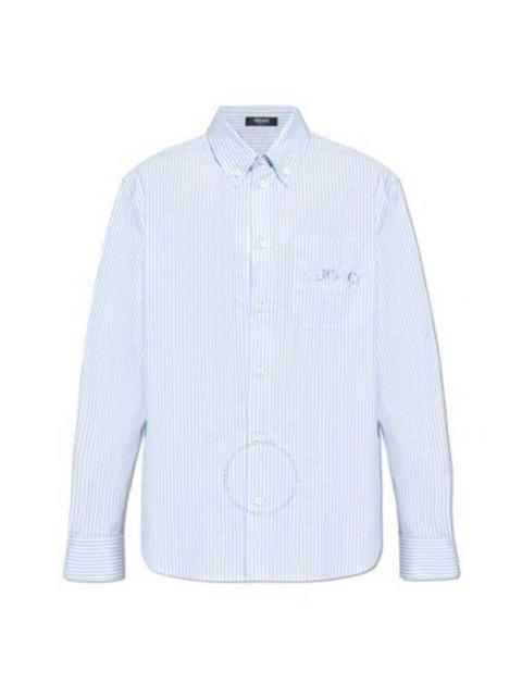 Versace Striped Barocco Sea Print Shirt