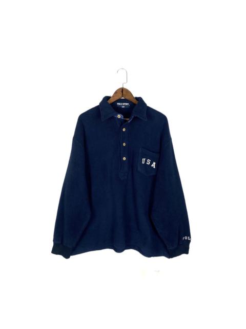 Other Designers Polo Ralph Lauren - Vintage 90s Ralph Lauren Sport USA Fleece Half Button