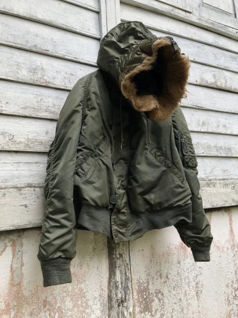 Vintage - 90s Alpha Industries Crop Parka Attached Synthetic Fur Hood
