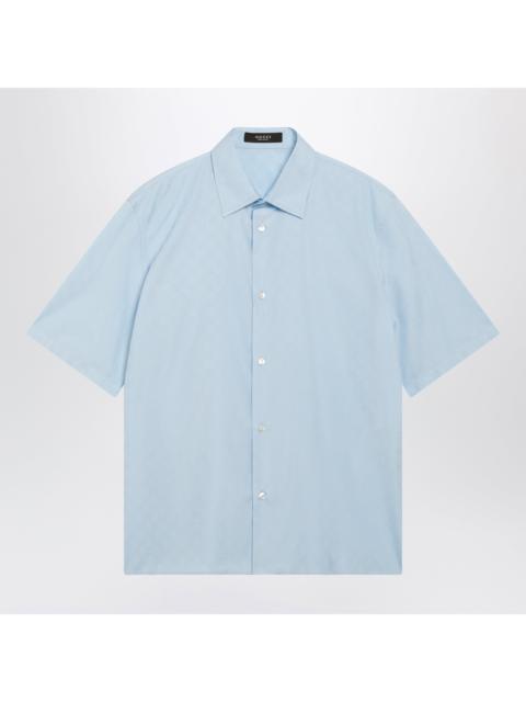GUCCI Gucci Gg Cotton Poplin Short-Sleeve Shirt In Light Blue Men
