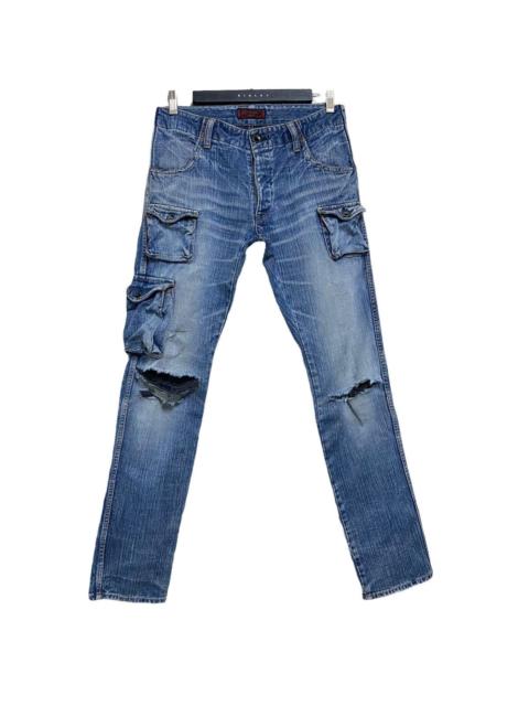 Other Designers Johnbull Kojima Japan Distressed Denim Cargo Slimfit Pants