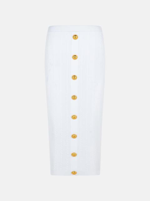 Balmain LONG SKIRT IN WHITE VISCOSE BLEND