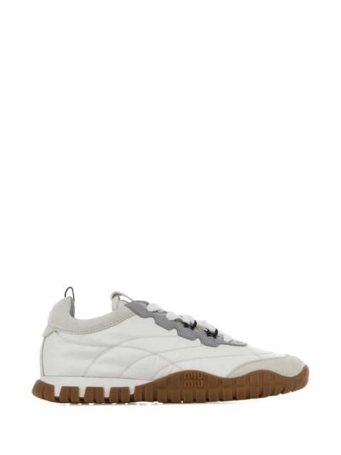 Miu Miu Miu Miu Women White Re-Nylon And Suede Sneakers
