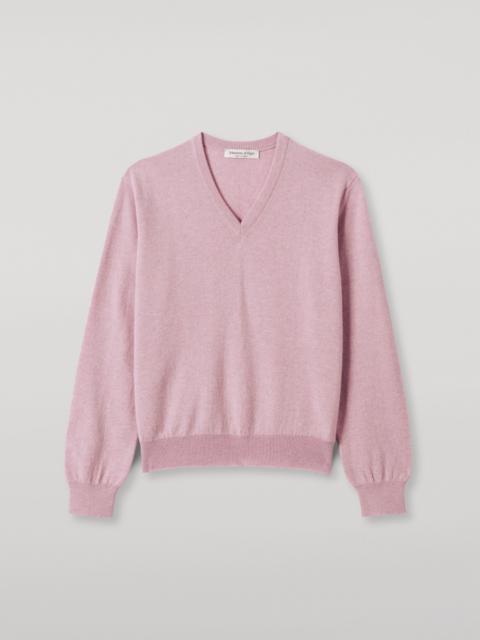 Johnstons of Elgin Lunan Light Pink Classic V Neck Jumper