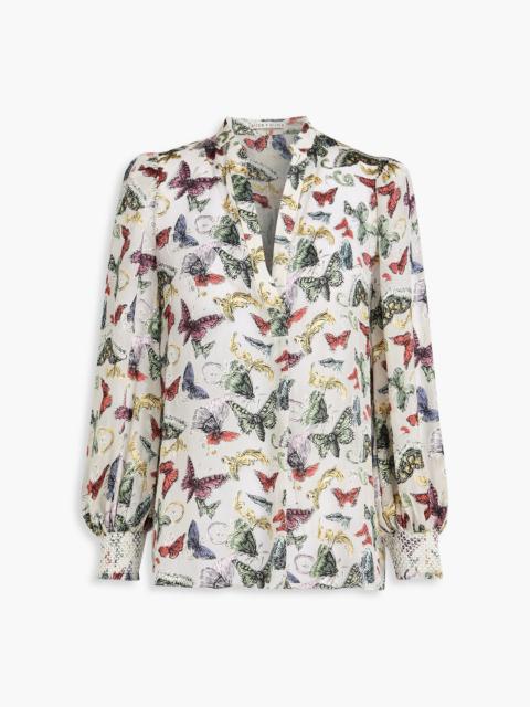 Alice + Olivia Sheila printed fil coupé chiffon blouse