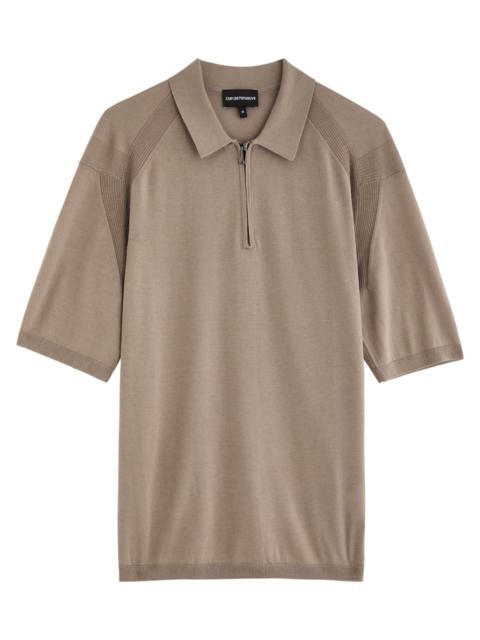Emporio Armani Half-zip Jersey-knit Polo Shirt