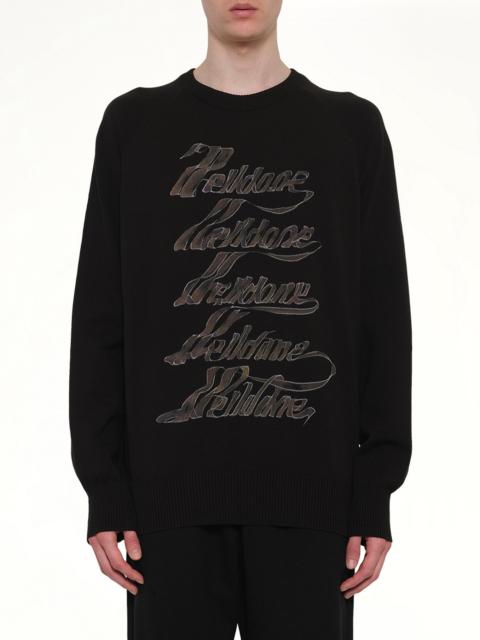 We11done Multi Logo Print Sweater in Black
