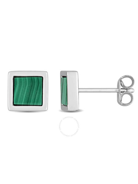 Other Designers AMOUR 1 CT TGW Malachite Square Stud Earrings In Sterling Silver
