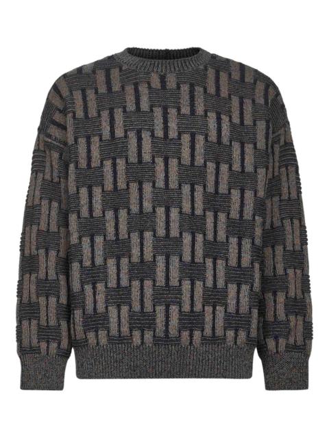 GIORGIO ARMANI geometric-pattern crew-neck sweater