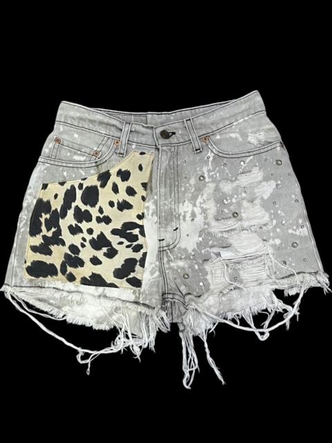 Levi's Levi's Rework Distressed Leopard Patch Studded Bleach Shorts
