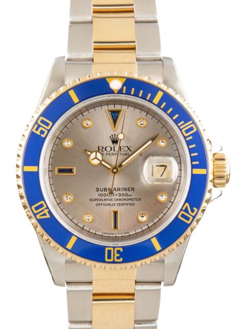 ROLEX Rolex Submariner Ref 16613 Slate Serti