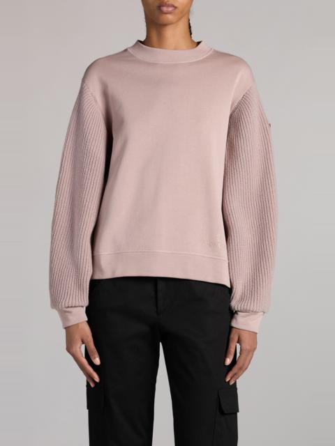 Moncler Moncler Mixed Media Virgin Wool & Cotton Sweatshirt in Etherea at Nordstrom