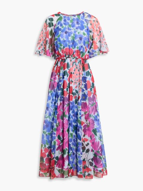 CAROLINA HERRERA Floral-print crepe de chine midi dress