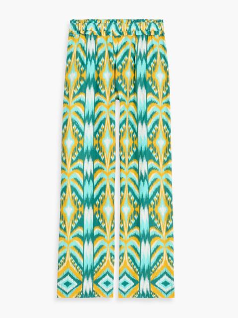 FARM RIO Printed linen-blend wide-leg pants