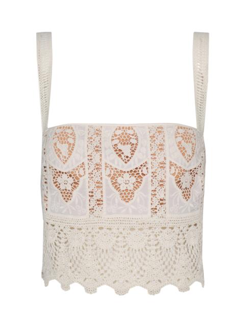 Johanna Ortiz Casablanca Embroidered Top ivory