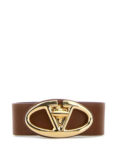 Valentino Brown leather VLogo bracelet