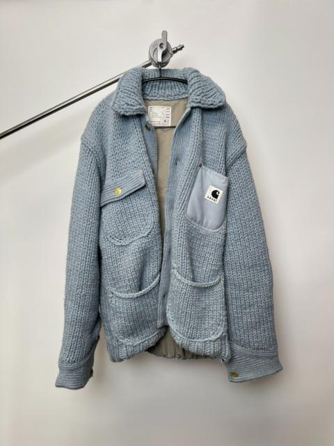 sacai Sacai X Carhartt WIP Light Blue Knit Jacket