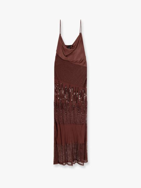 Pinko Ibis Satin And Lace Long Dress