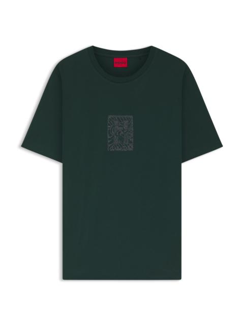 HUGO EMBROIDERED-ARTWORK T-SHIRT IN COTTON JERSEY