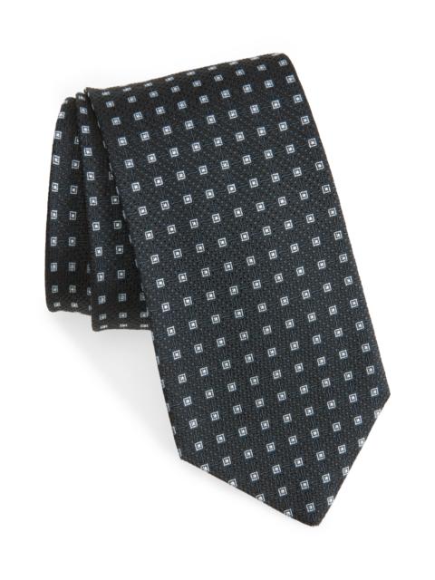 BOSS BOSS Geometric Jacquard Silk Tie in Dark Blue at Nordstrom