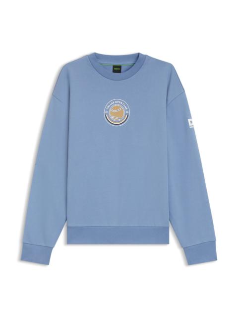 BOSS COTTON-TERRY SWEATSHIRT WITH TENNIS ARTWORK