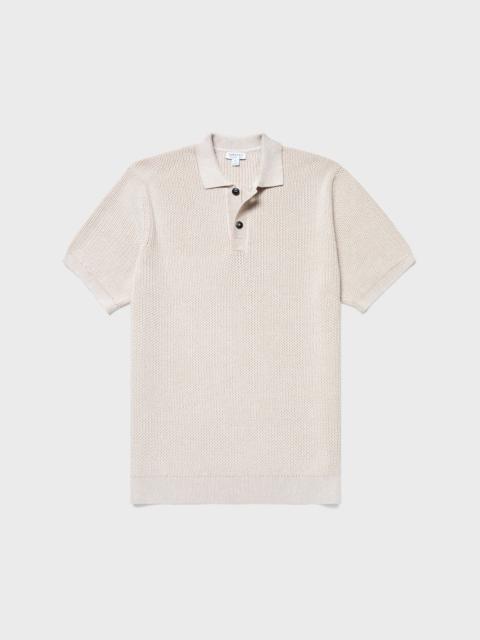 Sunspel Textured Knit Polo Shirt