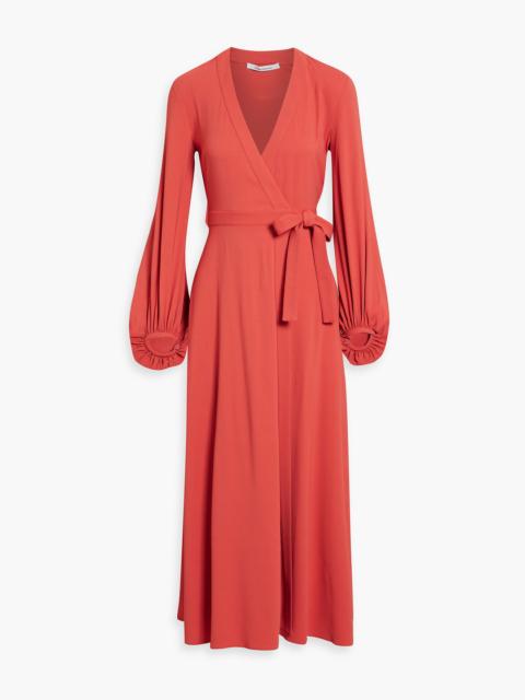Another Tomorrow Cutout crepe midi wrap dress