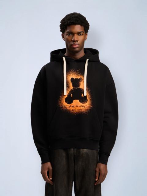 Palm Angels Spray Bear Loose Hooded Sweatshirt