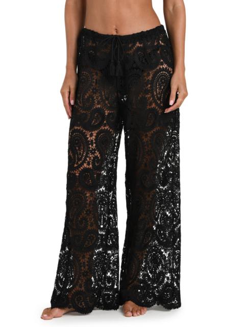 L'AGENCE L'AGENCE Geraldine Lace Wide Leg Cover-Up Pants in Black at Nordstrom