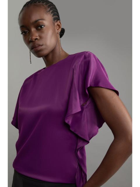 KAREN MILLEN Satin Draped Sleeve Woven Top