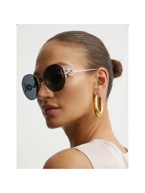 GUCCI New Gucci GG1206SA 002 Gold Gray Round Women Sunglasses