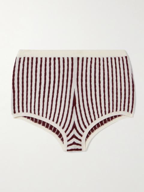 FRAME Striped Cable-knit Cashmere And Silk-blend Shorts