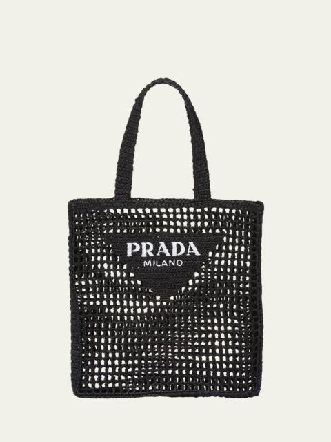 Men's Triangle Logo Raffia Tote Bag
