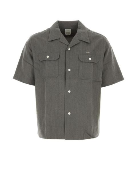 Visvim Man Grey Wool Blend Caban Work Shirt