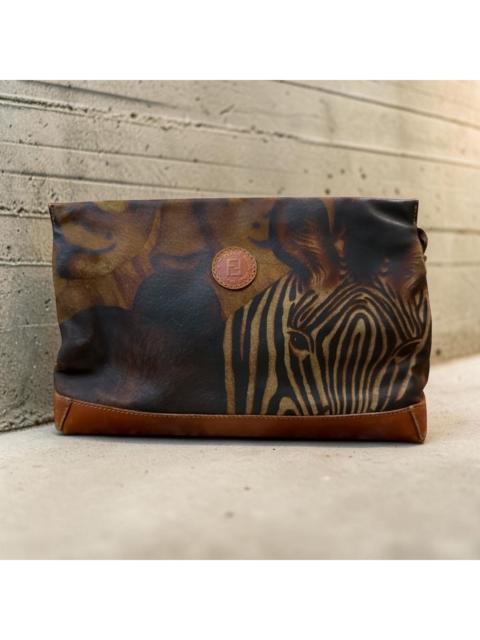 FENDI VINTAGE FENDI ANIMAL PRINT FULL LEATHER CLUTCH BAG