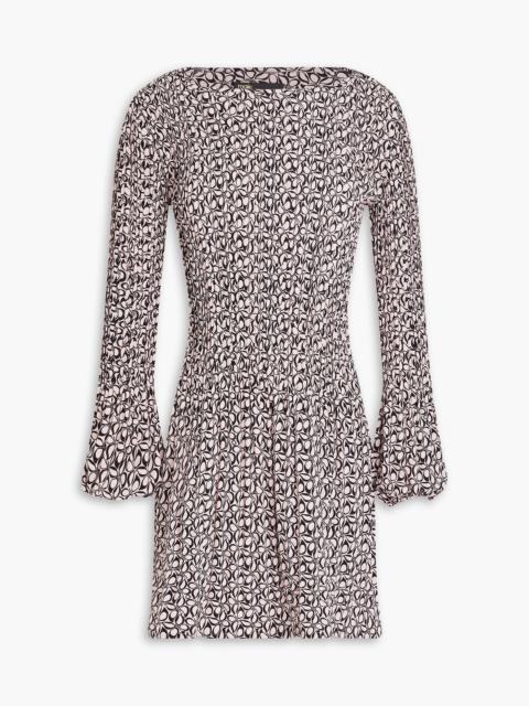 maje Pleated printed twill mini dress