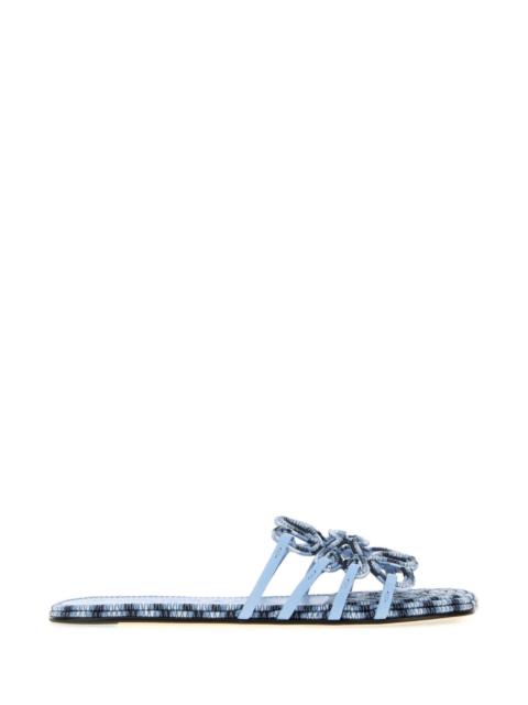 Loewe Loewe Paula's Ibiza Women Light Blue Canvas Paula S Ibiza Petal Anagram Slippers