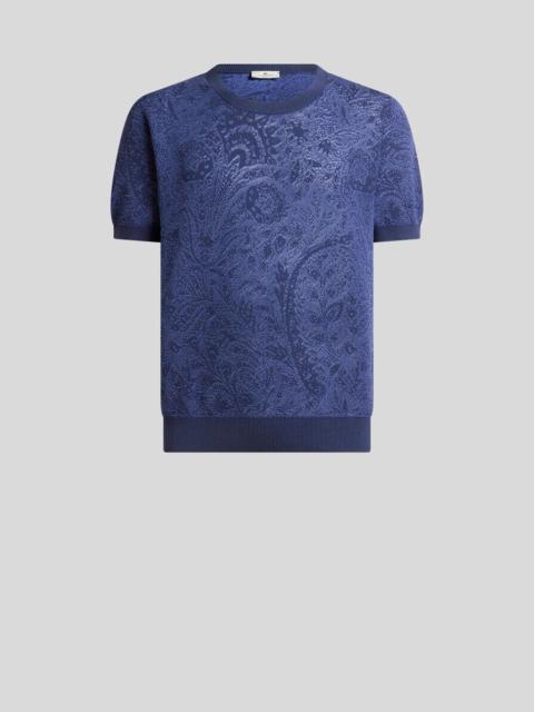 Etro KNIT COTTON T-SHIRT WITH FLORAL PAISLEY MOTIF