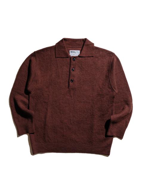 MARGARET HOWELL MHL Oversized Knitted Polo Dry Wool Dark Brown
